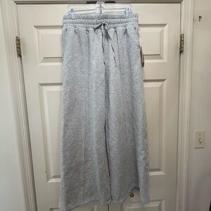 Wide Leg Knit Lounge Pants - Light Gray